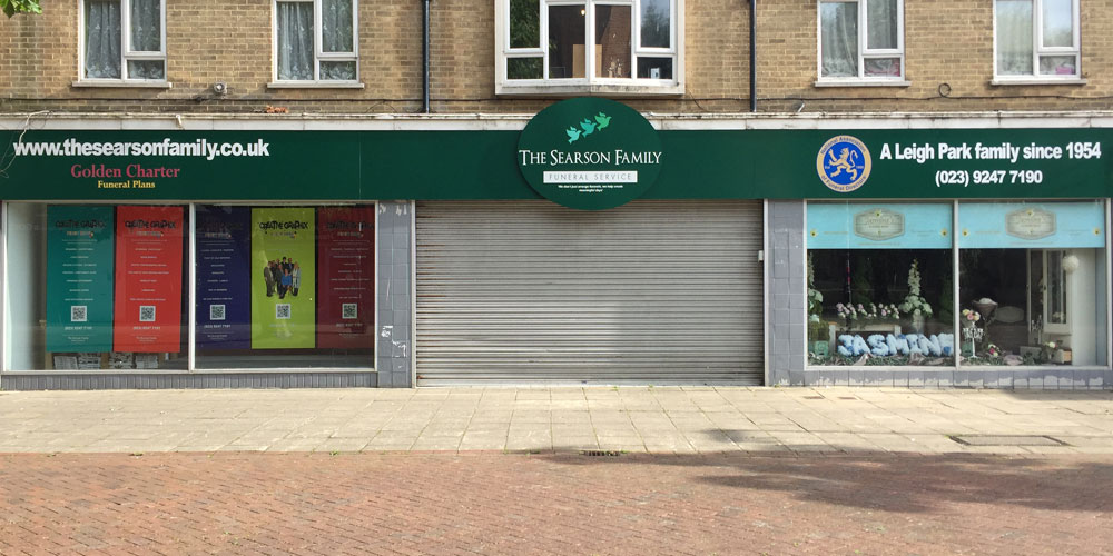 Searson Family Funeral Services in Leigh Park Shop Signs